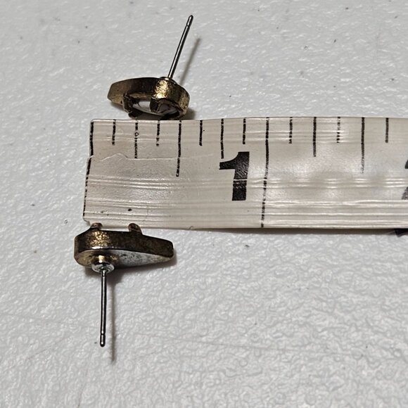 Vintage White White Marbled Stone Gold Tone Teardrop Earrings Fashion Jewelry - Picture 4 of 4